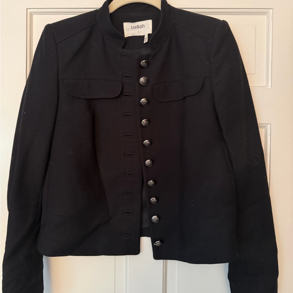 ba&sh Black Military-Style Button Blazer